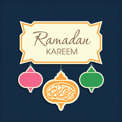 Arabic Calligraphic text of Ramadan Kareem for the Muslim community festival celebration.	
