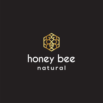 Gold Honey Bee Logo Design 