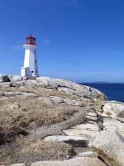 Fototapeta na wymiar the lighthouse at Peggys Cove in Halifax, Nova Scotia, Canada, April