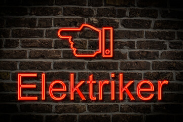 Fototapeta premium Leuchtreklame Elektriker
