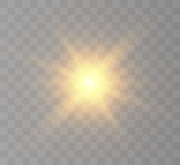 The bright sun shines with warm rays, vector illustration