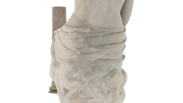 Ancient objects from antique excavations rotate clockwise on a white background. Seamless loop.