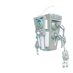 Naklejka premium floating robot is doing a system check