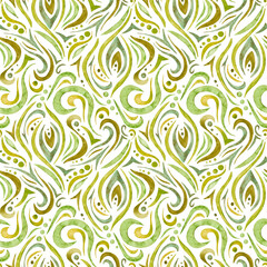 Hand-drawn waves seamless pattern  on a dack background. Abstract watercolor background in a diamond pattern