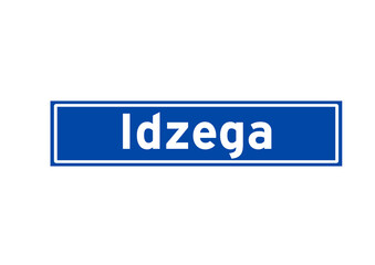 Idzega isolated Dutch place name sign. City sign from the Netherlands.