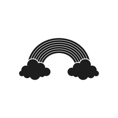 Rainbow and clouds icon. Vector. Flat design.