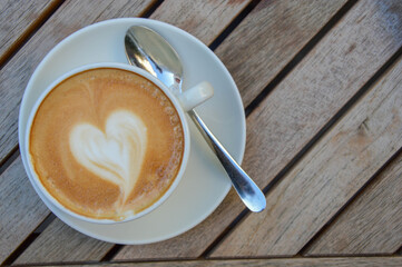 Fresh made lovely coffee with a heart