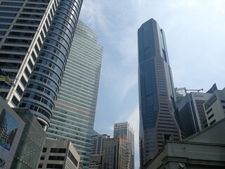 Naklejka premium Skyline of Downtown Singapore - March 2018