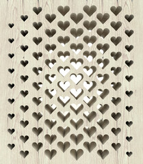 wooden pattern with heart shapes - 415459984