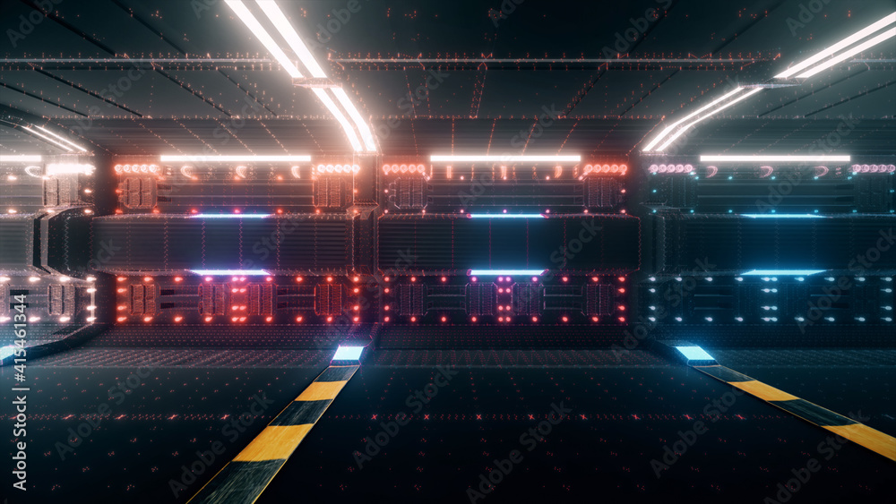 Canvas Prints 3d rendered illustration of Science Fiction Vj Corridor v1. High quality 3d illustration