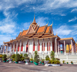 Silver Pagoda in Phnom Penh, Cambodia. Iit was known as Wat Ubosoth Ratanaram, or Preah Vihear Preah Keo Morakot.