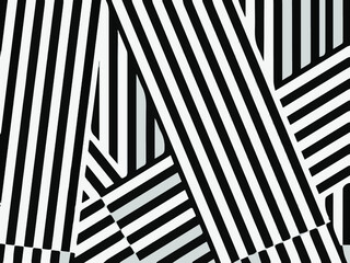 abstract background consists of black and white stripes intersecting at different angles 
