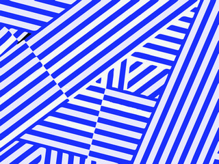abstract background consists of blue and white stripes intersecting at different angles 
