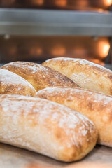 Craft bread on the table at the bakery. The concept of small industries and healthy food