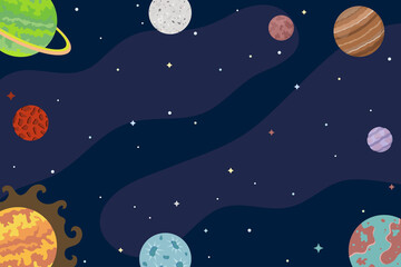 Space background. Abstract planets, universe, cosmos, interstellar travels. Vector illustration. © alazur