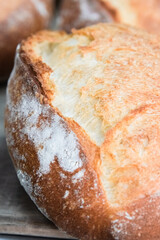 Craft bread on the table at the bakery. The concept of small industries and healthy food