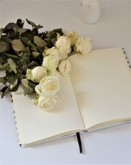 notebook and rose