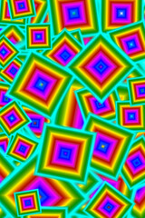 Abstract geometric colorful chaotic square frame pattern