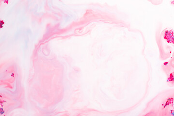 Fluid Art. Pink abstract texture. Liquid marble pattern. Abstract ink design template mixed texture background