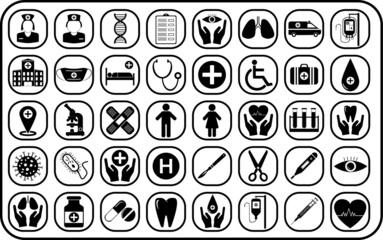 Medical symbol set, health icons, cardboard