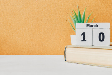 10 tenth day of Spring month calendar march with copy space.