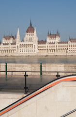 Metro Staircase And Budapest Parliament Hungary