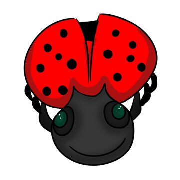 Hand-drawn red ladybug. Stylized, decoreted and steampank 