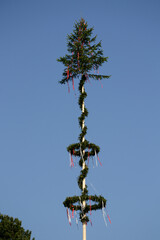 Decorated With Colorful Ribbons And Wreaths Maypole