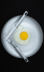 fried egg on a frying pan