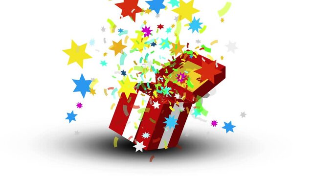 Exploding confetti gift box seamless loop