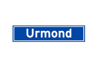 Urmond isolated Dutch place name sign. City sign from the Netherlands.