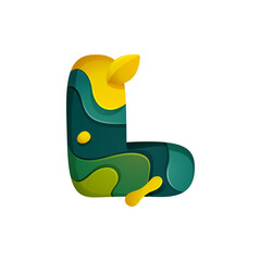 Paper cut letter L logo. Layer carving style effect icon.