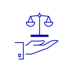 hand drawn, sketch illustration of justice scales