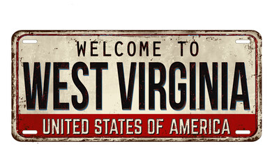 Welcome to West Virginia vintage rusty metal plate