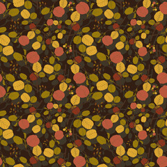 Seamless botanical bright pattern with alder branches and cones