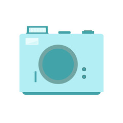Photo camera simple flat style vector trendy illustration accessory for voyage, travelling, clipart for greeting cards, invitations, summer holiday design