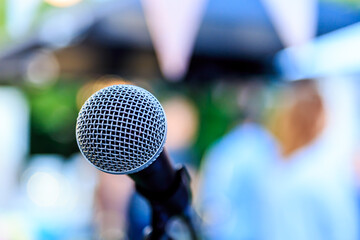 Microphone or mic  for a vocal singer or commercial announcer on a professional tripod for best...