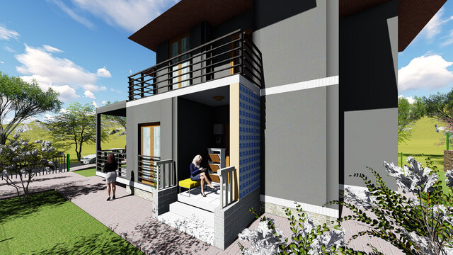 VILLA DESIGN 3D RENDERING MODEL MT4