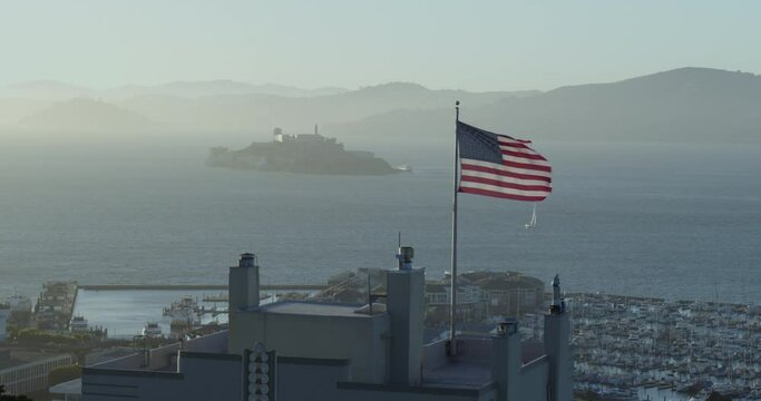 Alcatraz Island as Seen From the Coit Tower on Telegraph Hill