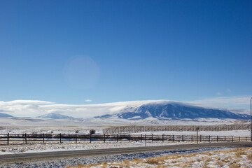 snow covered mountains