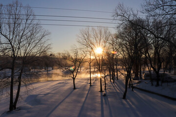 sunset in winter