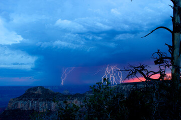 Lightening storm over canyon