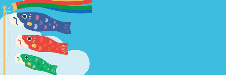 子供の日　こいのぼりと青空ポスター