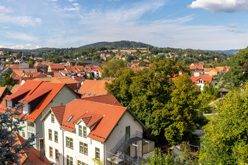 Fototapeta na wymiar View of the roofs of Schmalkalden from above