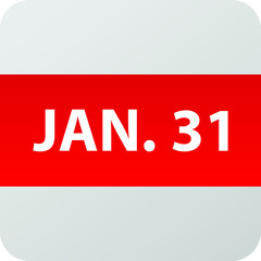 January 31st date icon, single day vector illustration modern flat style. Calendar element for web design, schedule, planner, organizer. 
