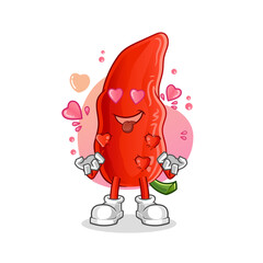 chilli  fallin love vector. cartoon character