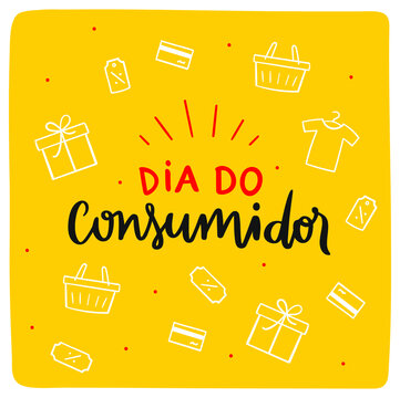 Semana Do Consumidor. Consumer Week.  Brazilian Portuguese Hand Lettering Calligraphy For Holiday. Vector. Art For Campaigns.