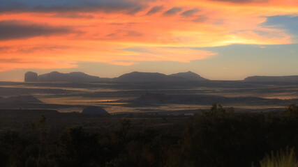 Canyon lands national park under evening sky
