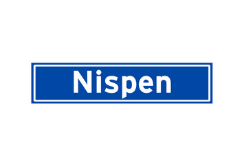 Nispen isolated Dutch place name sign. City sign from the Netherlands.