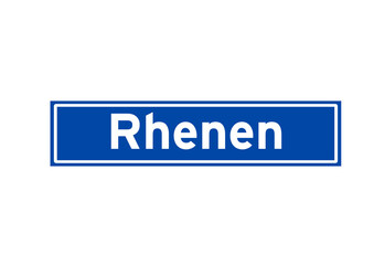 Rhenen isolated Dutch place name sign. City sign from the Netherlands.